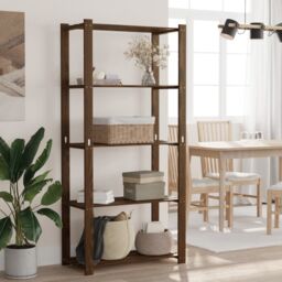 Berkfield Home 5-Tier Storage Rack Brown 80x38x170 cm Solid Wood Pine - Size: 80 x 38 x 170 cm