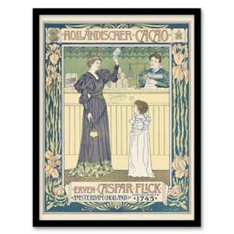 Artery8 Hollandischer Cacao Advert Vintage Framed Wall Art Print van Caspel in Yellow - Size: A4 - thumbnail 1