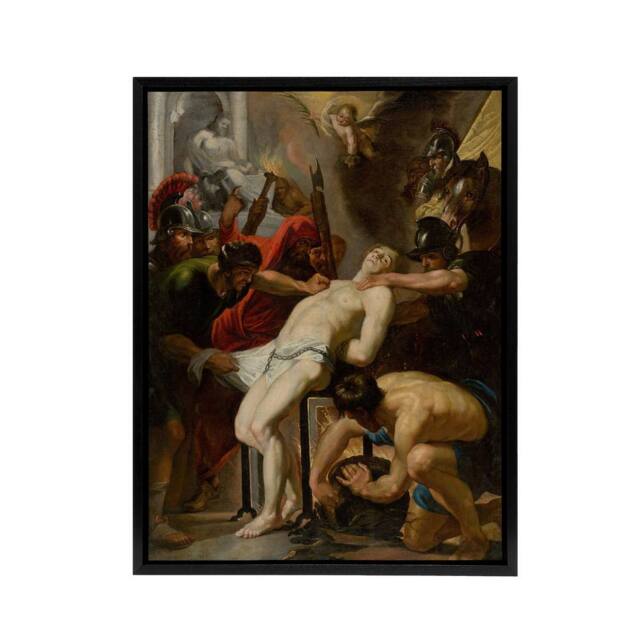 "Artery8 Peter Paul Rubens Martyrdom of Saint Lawrence Framed Canvas Art Print - Size: W12"" x H16""" - image 1