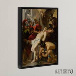 "Artery8 Peter Paul Rubens Martyrdom of Saint Lawrence Framed Canvas Art Print - Size: W12"" x H16""" - thumbnail 2