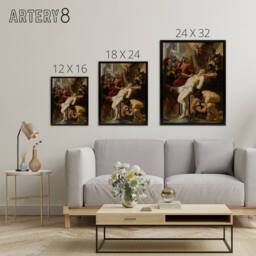 "Artery8 Peter Paul Rubens Martyrdom of Saint Lawrence Framed Canvas Art Print - Size: W12"" x H16""" - thumbnail 4