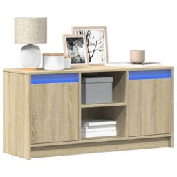 Berkfield Home TV Cabinet with LED Sonoma Oak 100x34x50 cm Engineered Wood in Light Brown - Size: 100 x 34 x 50 cm - thumbnail 2