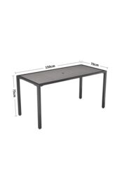 Garden Sanctuary 150cm W x 70cm D Garden Dining Table with Parasol Hole in Grey - Size: 150 cm W x 70 cm D - thumbnail 6