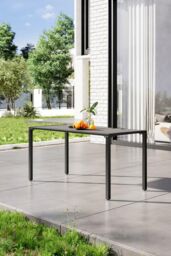 Garden Sanctuary 150cm W x 70cm D Garden Dining Table with Parasol Hole in Grey - Size: 150 cm W x 70 cm D - thumbnail 1