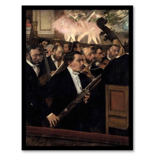 Artery8 The Orchestra at the Opera Edgar Degas Vintage Framed Wall Art Print - Size: A4 - image 1