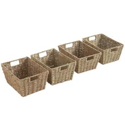 VonHaus Pack of 4 Seagrass Hand Woven Storage Boxes with Metal Frame in Natural - thumbnail 7