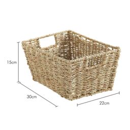 VonHaus Pack of 4 Seagrass Hand Woven Storage Boxes with Metal Frame in Natural - thumbnail 6