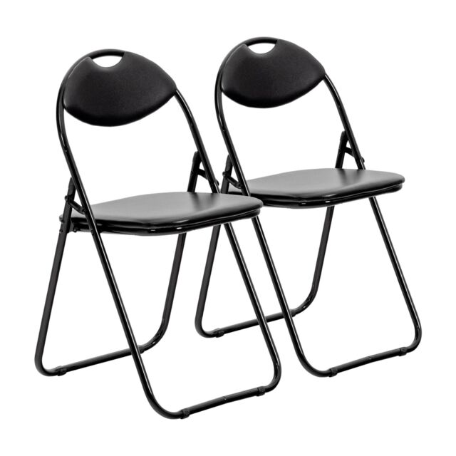 Harbour Housewares Padded Folding Chairs 44cm Pack of 2 in Black - image 1