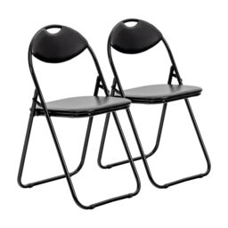 Harbour Housewares Padded Folding Chairs 44cm Pack of 2 in Black