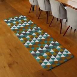 Benjamin Tate Design Autumn Geometric Triangles Runner Rug in Natural - Size: 67 cm x 230 cm - thumbnail 2