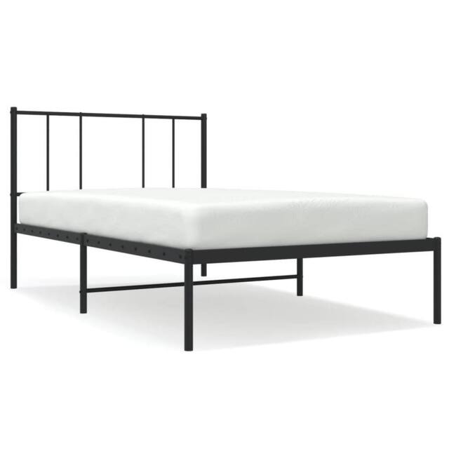 Berkfield Home Metal Bed Frame with Headboard Black 90x200 cm - image 1