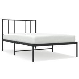 Berkfield Home Metal Bed Frame with Headboard Black 90x200 cm - thumbnail 1