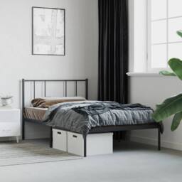 Berkfield Home Metal Bed Frame with Headboard Black 90x200 cm - thumbnail 4