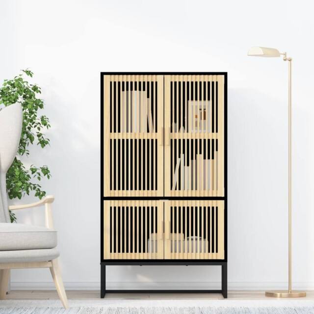 Berkfield Home Highboard Black 70x35x125 cm Engineered Wood - Size: 70 x 35 x 125 cm - image 1