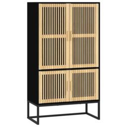 Berkfield Home Highboard Black 70x35x125 cm Engineered Wood - Size: 70 x 35 x 125 cm - thumbnail 2