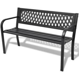 Berkfield Home Durable Garden Bench 118 cm Steel Black - thumbnail 2
