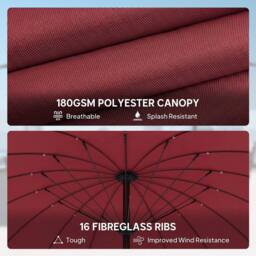 OUTSUNNY 2m Shanghai Garden Parasol Umbrella, Outdoor Sun Shade in Wine - thumbnail 6