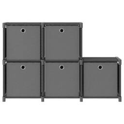 Berkfield Home Modern 5-Cube Display Shelf with Boxes Grey 103x30x72.5 cm Fabric - thumbnail 3