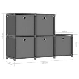 Berkfield Home Modern 5-Cube Display Shelf with Boxes Grey 103x30x72.5 cm Fabric - thumbnail 9