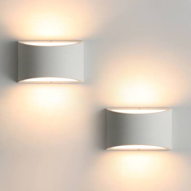Pheashine 2 Pack Wall Lamps Geometric White Plaster 20x13cm 7W Warm White - Size: 20x13 cm - image 1