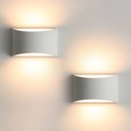 Pheashine 2 Pack Wall Lamps Geometric White Plaster 20x13cm 7W Warm White - Size: 20x13 cm - thumbnail 1