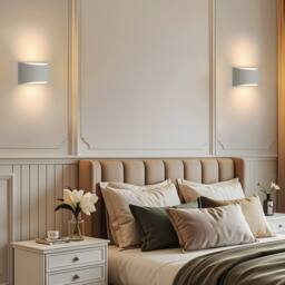 Pheashine 2 Pack Wall Lamps Geometric White Plaster 20x13cm 7W Warm White - Size: 20x13 cm - thumbnail 6