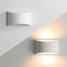 Pheashine 2 Pack Wall Lamps Geometric White Plaster 20x13cm 7W Warm White - Size: 20x13 cm - thumbnail 2
