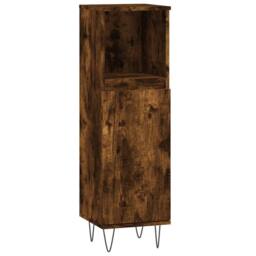 Berkfield Home Modern 3 Piece Bathroom Cabinet Set Smoked Oak Engineered Wood in Brown - thumbnail 7