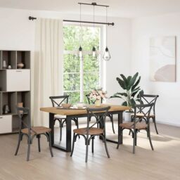 Berkfield Home Dining Table NOAIN U-Shaped Legs 160x90x75 cm Solid Wood Pine in Brown - Size: 160 x 90 x 75 cm - thumbnail 2