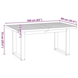 Berkfield Home Dining Table NOAIN U-Shaped Legs 160x90x75 cm Solid Wood Pine in Brown - Size: 160 x 90 x 75 cm - thumbnail 9