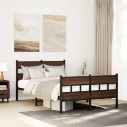 Berkfield Home Bed Frame without Mattress with Headboard & Footboard 120x190 cm Small Double in Brown - thumbnail 1