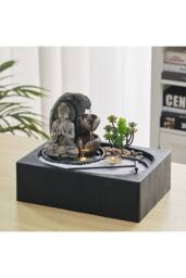 Living and Home Buddha Zen Tabletop Water Fountain with LED Light in Natural