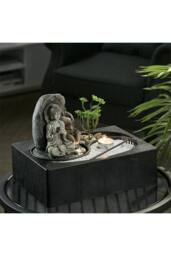 Living and Home Buddha Zen Tabletop Water Fountain with LED Light in Natural - thumbnail 2