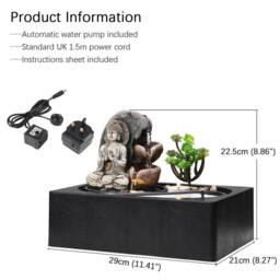 Living and Home Buddha Zen Tabletop Water Fountain with LED Light in Natural - thumbnail 8