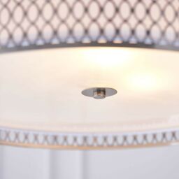 Loops Hanging Ceiling Pendant Light Satin Nickel & Fabric Round Geometric Feature Lamp in Metallics - thumbnail 4