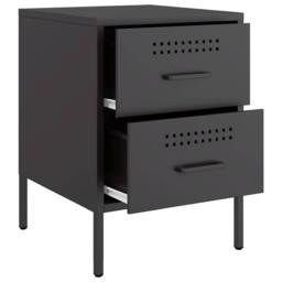 Berkfield Home Durable Bedside Cabinet Black 36x39x50.5 cm Steel - thumbnail 9