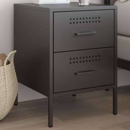 Berkfield Home Durable Bedside Cabinet Black 36x39x50.5 cm Steel - thumbnail 2