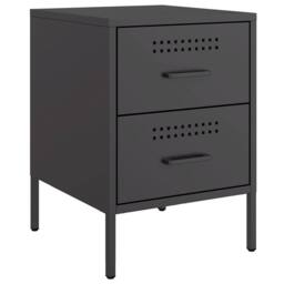 Berkfield Home Durable Bedside Cabinet Black 36x39x50.5 cm Steel - thumbnail 3