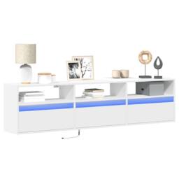 Berkfield Home TV Wall Cabinet with LED White 180x31x45 cm - Size: 180 x 31 x 45 cm - thumbnail 2