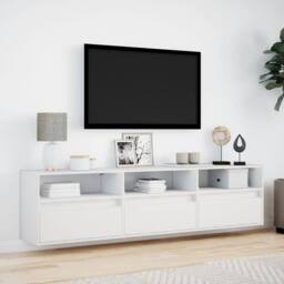 Berkfield Home TV Wall Cabinet with LED White 180x31x45 cm - Size: 180 x 31 x 45 cm - thumbnail 4