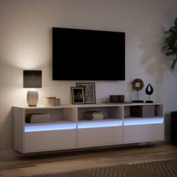 Berkfield Home TV Wall Cabinet with LED White 180x31x45 cm - Size: 180 x 31 x 45 cm - thumbnail 5