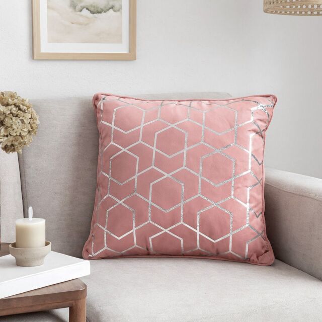 Voltico Foil Printed Filled Cushion 43 × 43 cm - Charcoal or Pink - Size: 43 cm x 43 cm - image 1