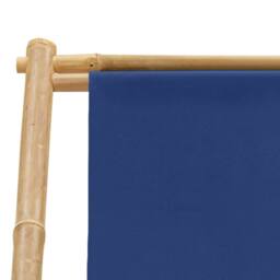 Berkfield Home Deck Chair Bamboo & Canvas Navy Blue - thumbnail 7