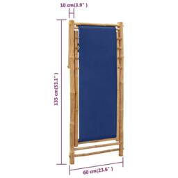 Berkfield Home Deck Chair Bamboo & Canvas Navy Blue - thumbnail 9