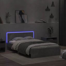 Berkfield Home Bed Frame with Headboard & LED Concrete Grey 120x190 cm Small Double - thumbnail 3