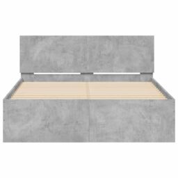 Berkfield Home Bed Frame with Headboard & LED Concrete Grey 120x190 cm Small Double - thumbnail 7