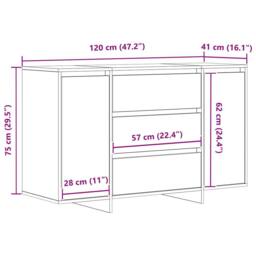 Berkfield Home Sideboard Grey Sonoma 120x41x75 cm Engineered Wood - Size: 120 x 41 x 75 cm - thumbnail 6