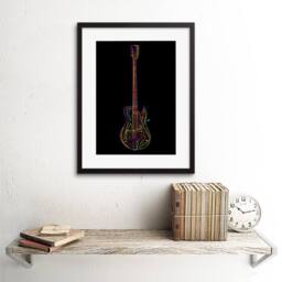 "Artery8 Electric Guitar Line Colourful Music 12x16"" Framed Art Print in Black - Size: W12"" x H16""" - thumbnail 2