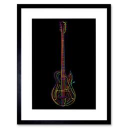 "Artery8 Electric Guitar Line Colourful Music 12x16"" Framed Art Print in Black - Size: W12"" x H16""" - thumbnail 1