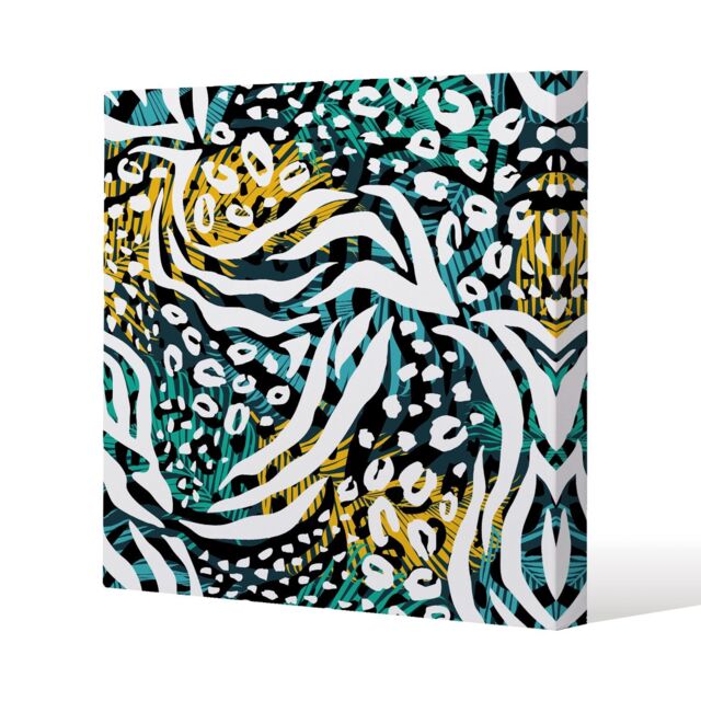 Benjamin Tate Design Tropical Leaves & Animal Print (Canvas Print) / 77 x 77 x 4cm in Natural - Size: 77 x 77 x 4 cm - image 1